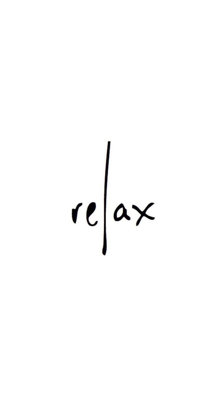 the word relax written in black ink on a white background