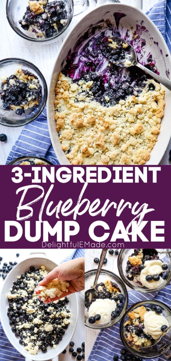 3 ingredient blueberry dump cake in a bowl