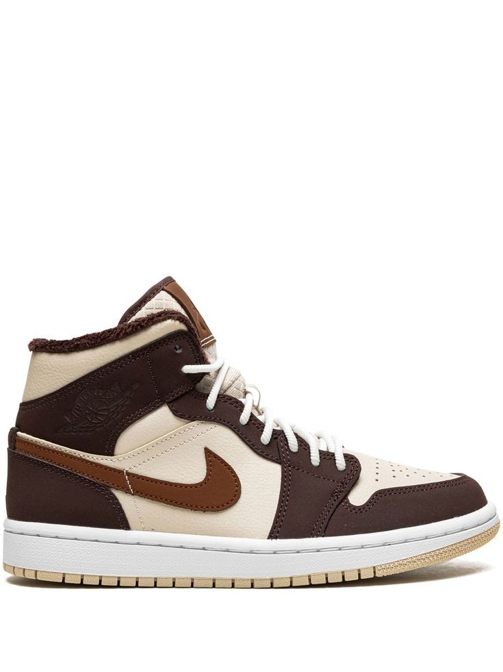 the air jordan 1 high top sneaker in brown and white