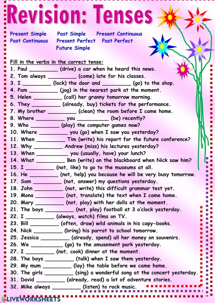 a printable worksheet with words and pictures on it to describe the present tense