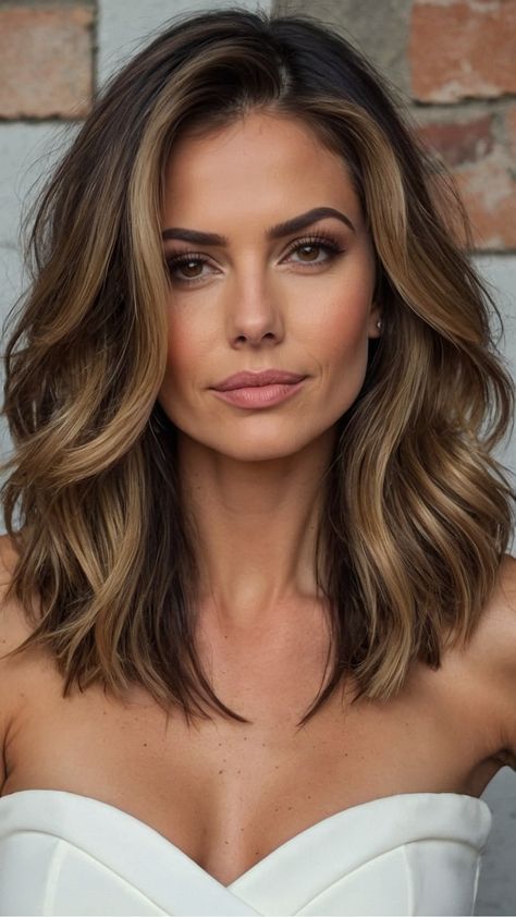 Hair Down Hairstyles Medium Length, Beautiful Medium Length Hair, Tapered Hair Women Long, 38 Year Old Hairstyle, Haircuts For Mid 30s For Women, Fall Mid Length Hair Colors, Medium Length Haircut With Balayage, Medium Length Hair Down Wedding, Medium Hairstyle Women Side Part