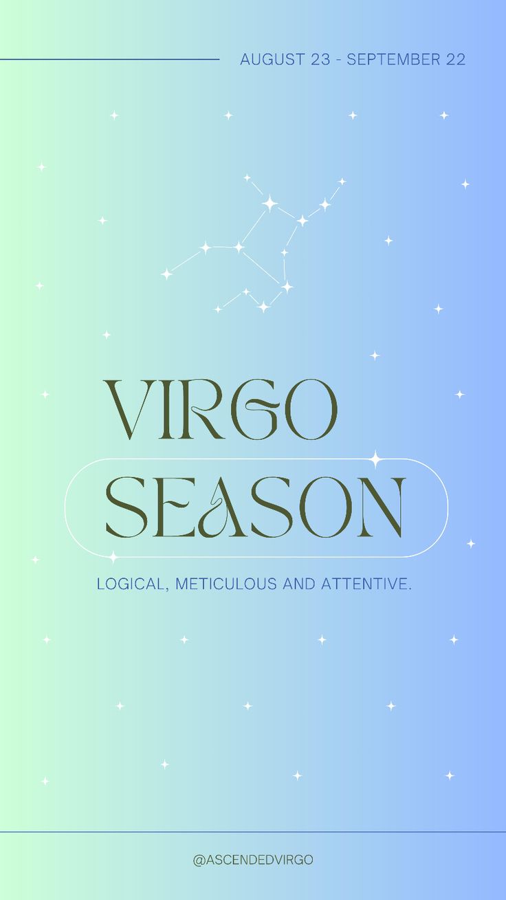 the virgo season poster is shown in green and blue