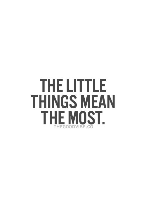 the little things mean the most quote on white background with black and grey font,