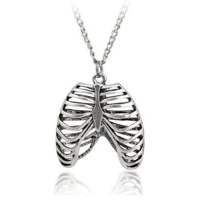 Silver Rib Cage Punk Gothic Necklace & Chain Skeleton Ribs Human Anatomy Medical | eBay Anatomical Skeleton, Skeleton Jewelry, Cage Necklace, Skeleton Heart, Caged Necklace, Bone Pendant, Heart Shaped Jewelry, Goth Jewelry, Gothic Necklace