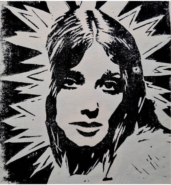 Portrait Lino Print Sketches Cool, Colour Aesthetic, Aesthetic Spotify, Draw Painting, Stippling Art, Arte Grunge, Lino Art, Illustration Sketchbook, Linocut Art