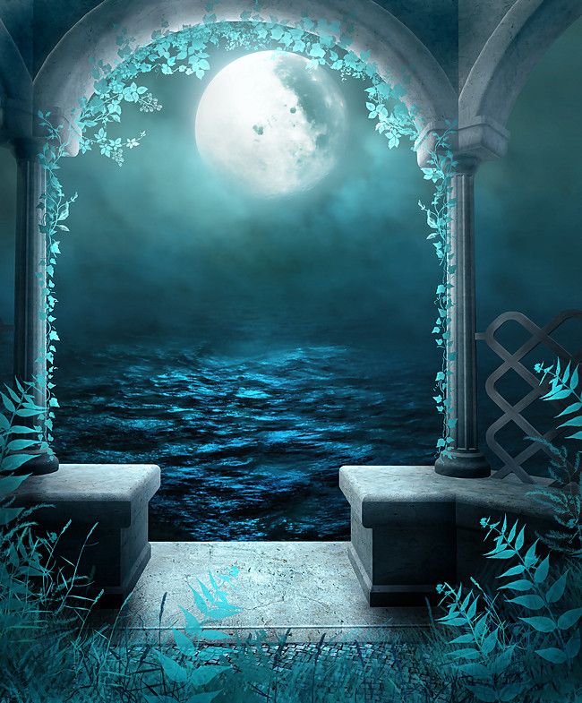 an image of a bathroom scene with the moon in the sky and water on the ground