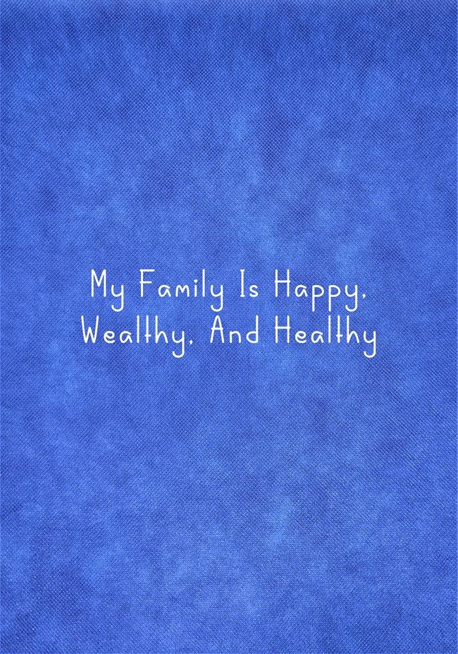 a blue background with the words my family is happy, we are healthy and healthy