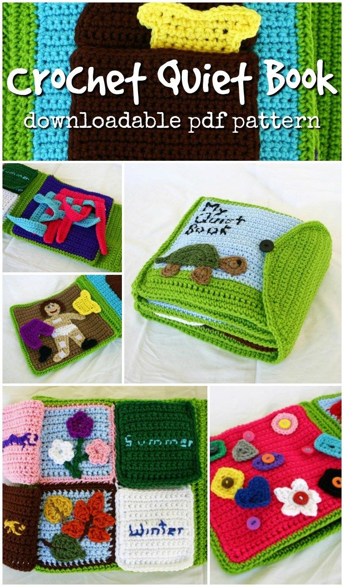 the crochet quiet book is made with many different patterns