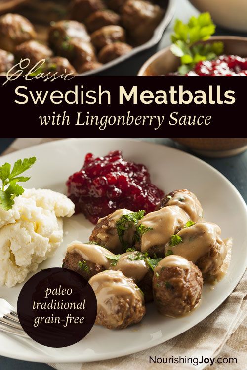 swedish meatballs with lingonberry sauce on a plate