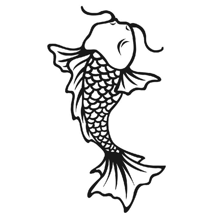 a black and white drawing of a fish