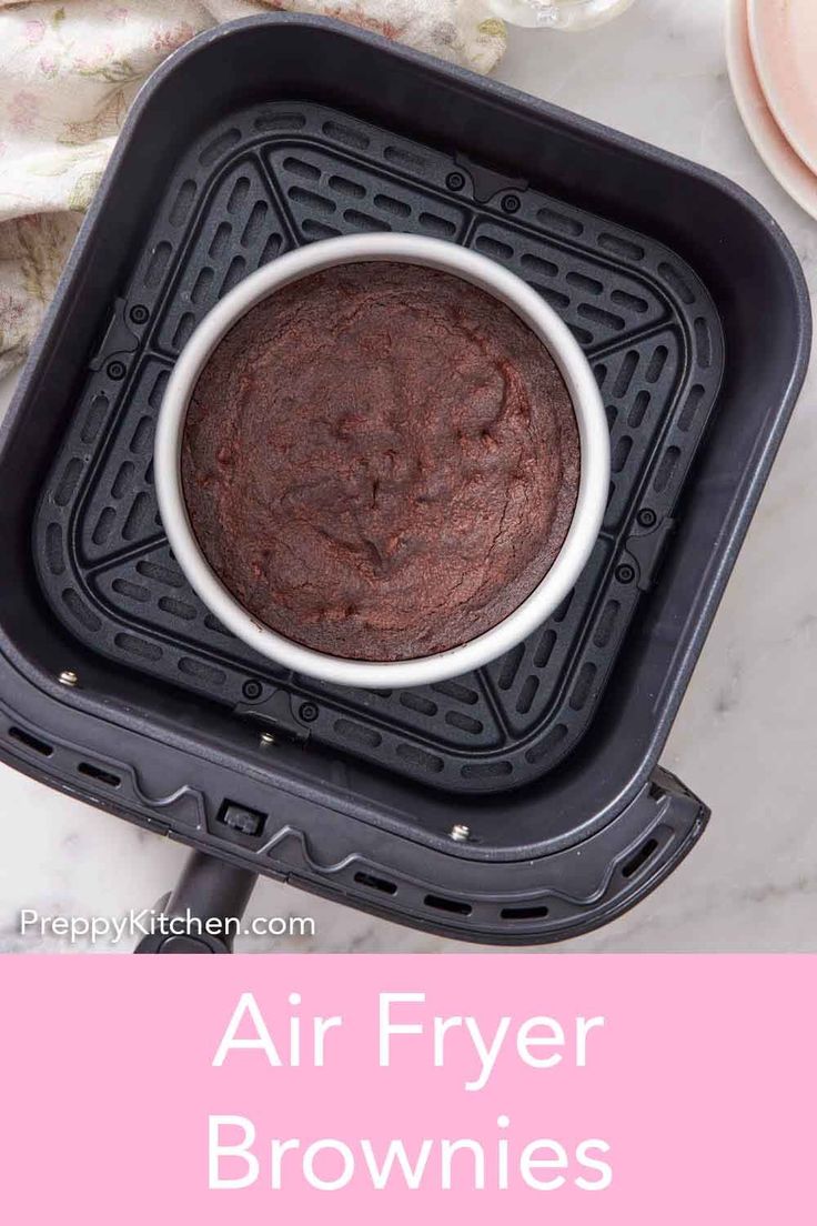 air fryer brownies with text overlay