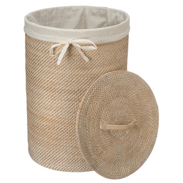 a basket with a lid next to it