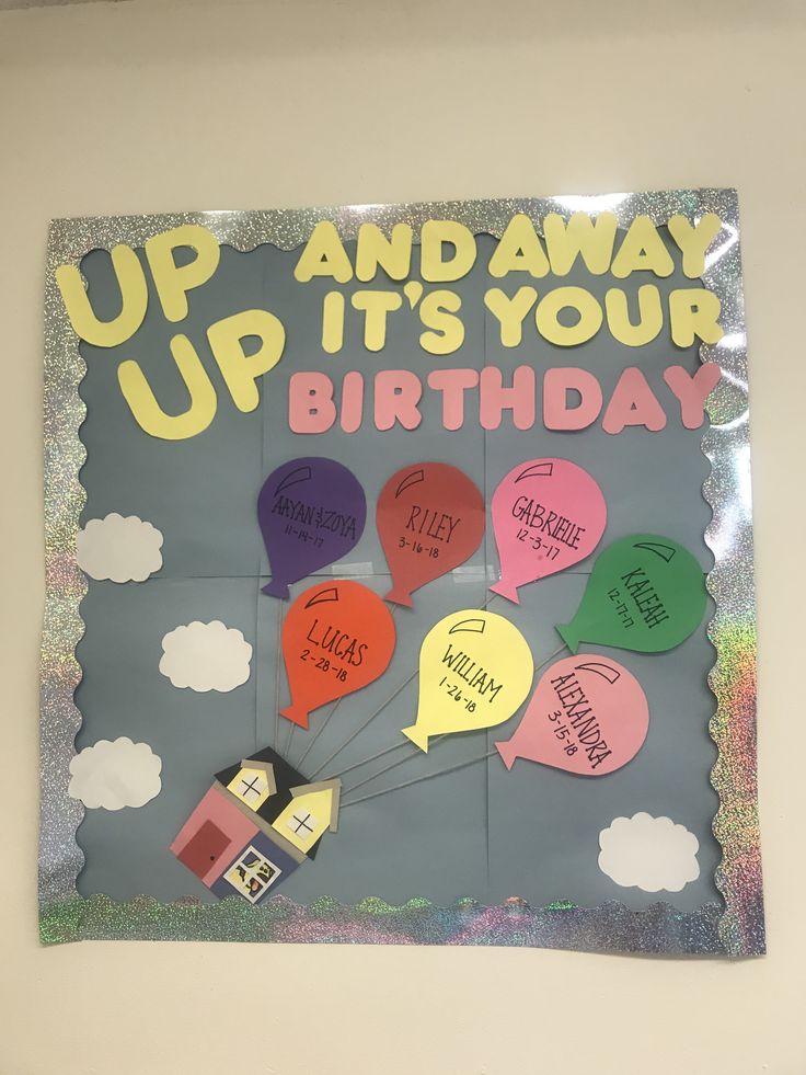 Crayola Bulletin Board Ideas, Class Birthday Board Ideas, Birthday Board For Infants, Birthday Wall Ideas For Classroom Diy, Pre K Birthday Board Ideas, Birthday Board Daycare, Happy Birthday Board Ideas, Birthday Wall Ideas, Nursery Bulletin Board Ideas