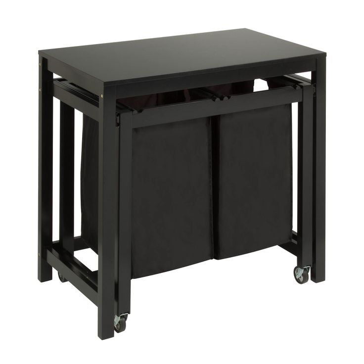 a black table with two bins on it