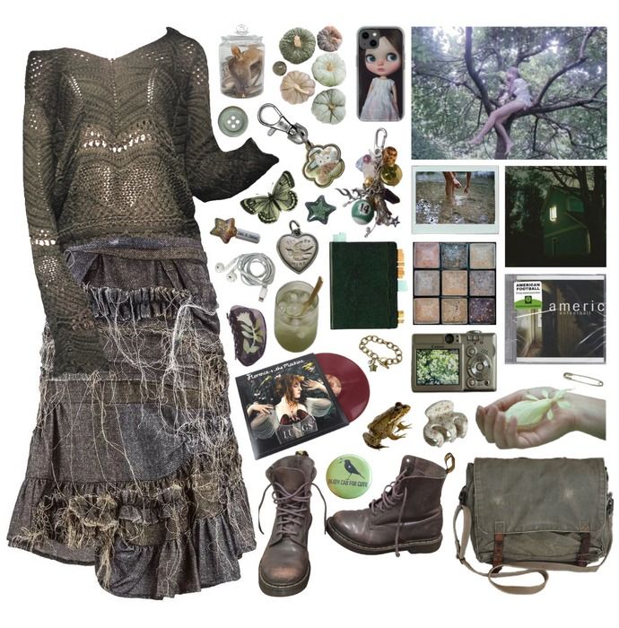 bog lady Outfit | ShopLook Bog Witch Aesthetic Outfit, Witches Outfit, Witch Aesthetic Outfit, Butterfly Scrapbook, Brown Doc Martens, Bog Witch, Witch Outfits, Lady Outfit, Seasonal Outfits