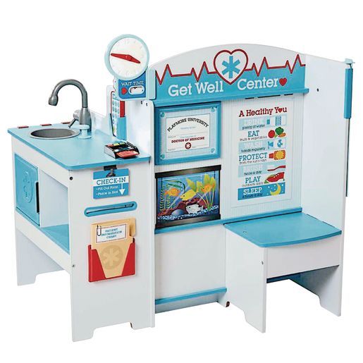 a child's play kitchen set with sink and stove