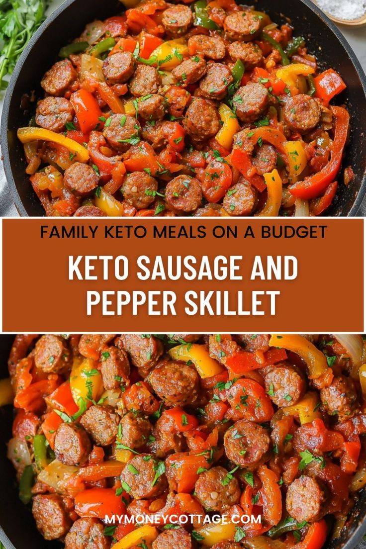 keto sausage and pepper skillet in a pan