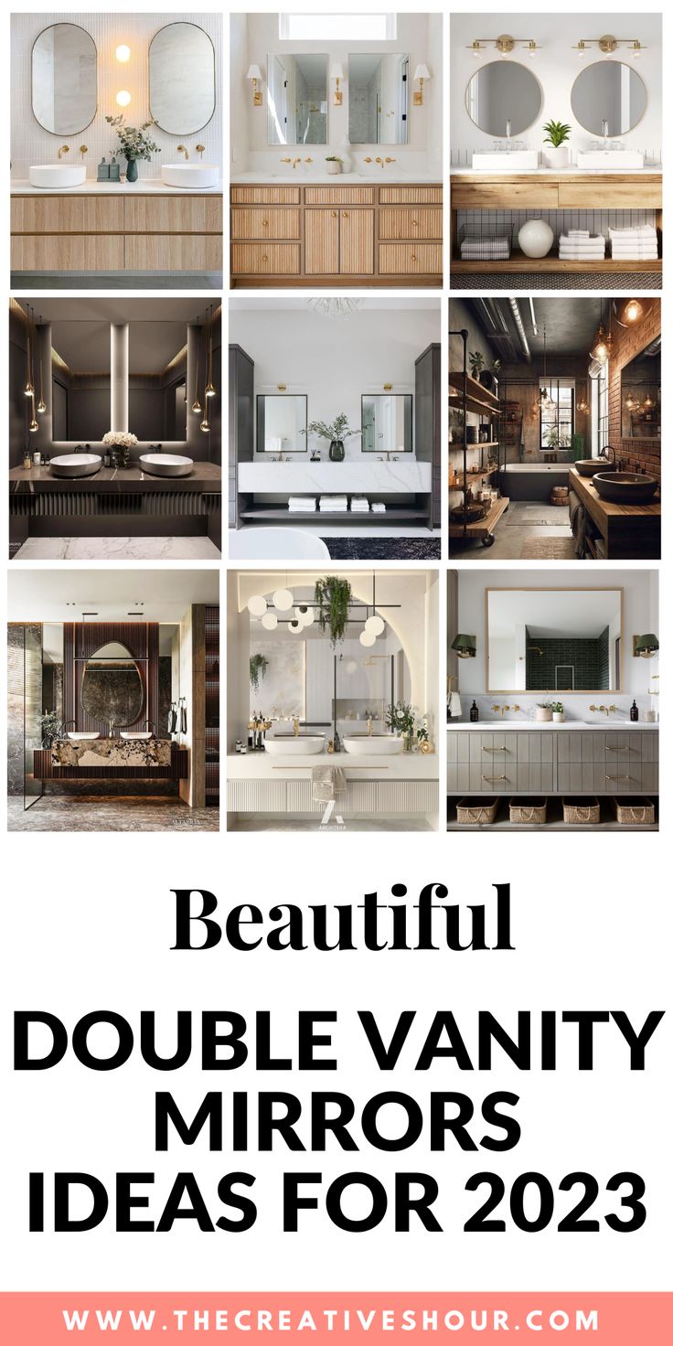 the top ten beautiful double vanity mirrors ideas for 2013, with text overlaying them