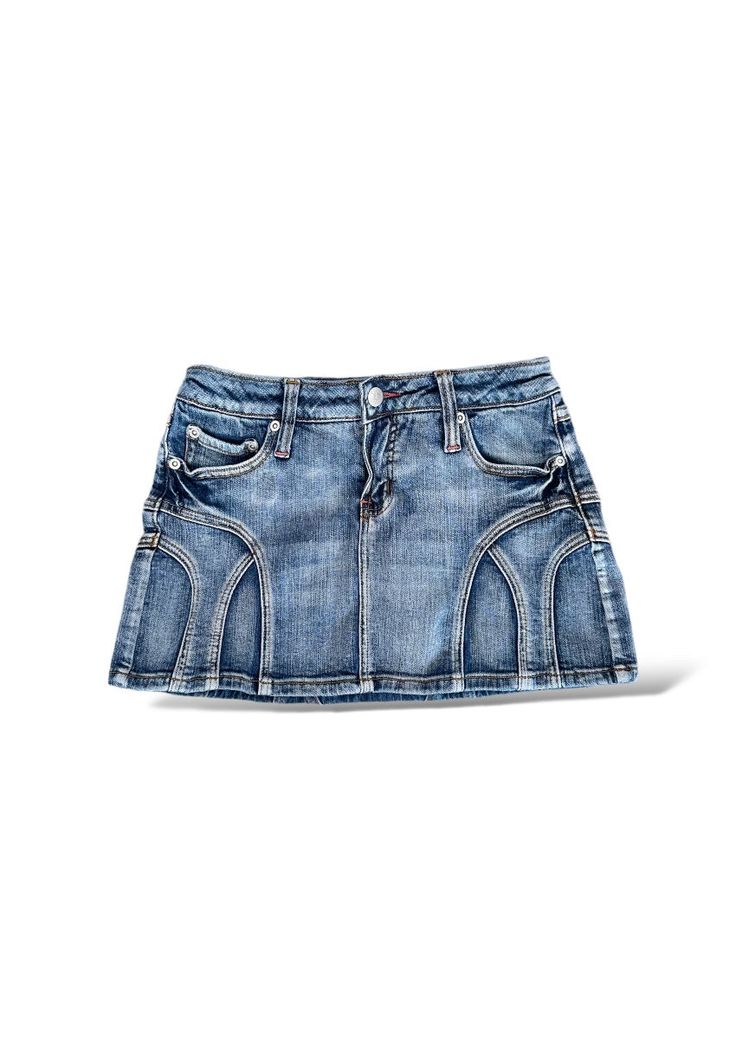 Jean Mini Skirt Vintage Clothing Pieces, Cute Flowy Mini Skirt, Where To Buy Summer Clothes, Outfit Ideas With Skirt, Jean Skirt Outfits Summer, Skirt Over Jeans, Custom Skirt, Jean Mini Skirt, Mini Denim Skirt