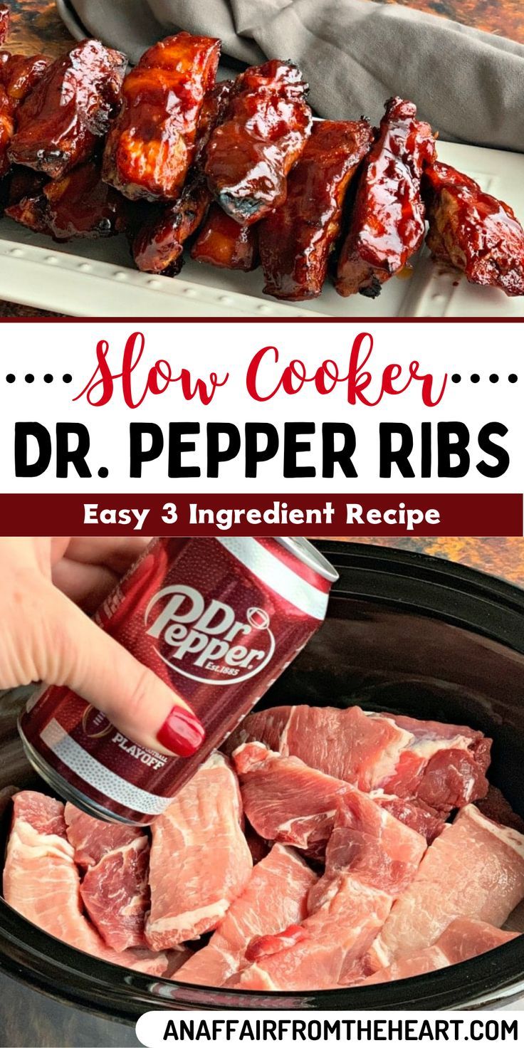 Slow Cooker Dr. Pepper BBQ Ribs stacked on a white rectangular serving dish. Dr Pepper Bbq Ribs, Dr Pepper Ribs, Boneless Country Style Pork Ribs, Slow Cooker Ribs Recipe, Country Style Pork Ribs, Crockpot Ribs, Bbq Pork Ribs, Slow Cooker Ribs, Pork Rib Recipes