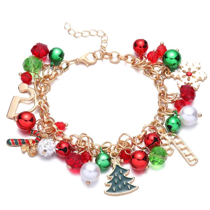 PRICES MAY VARY. ♥Exquisite Craft♥: Our Jingle bell beaded bracelets have colorful beads and jingle bells. Simple and stylish, the multicolor adjustable beaded charm bracelets will emit crisp bells when moving, adding a fun festive atmosphere to your party. Children and adults will all enjoy these jingle bell bracelets. ♥Festive Charm Bracelets♥: This is a nice bracelet for the Christmas Holiday. Our Xmas bracelet features a Santa Claus, Christmas tree, green bells, Stocking and Snowflakes hang Halloween Charm Bracelet, Christmas Tree Green, Santa Claus Christmas Tree, Halloween Charms, Tassel Bracelet, Christmas Bracelet, Gold Charm Bracelet, Santa Claus Christmas, Christmas Charms