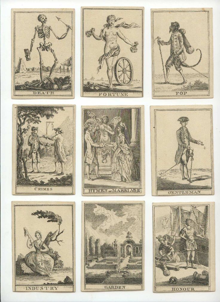 six different pictures of people and animals in black ink on white paper, each with an image of a man holding a wheel