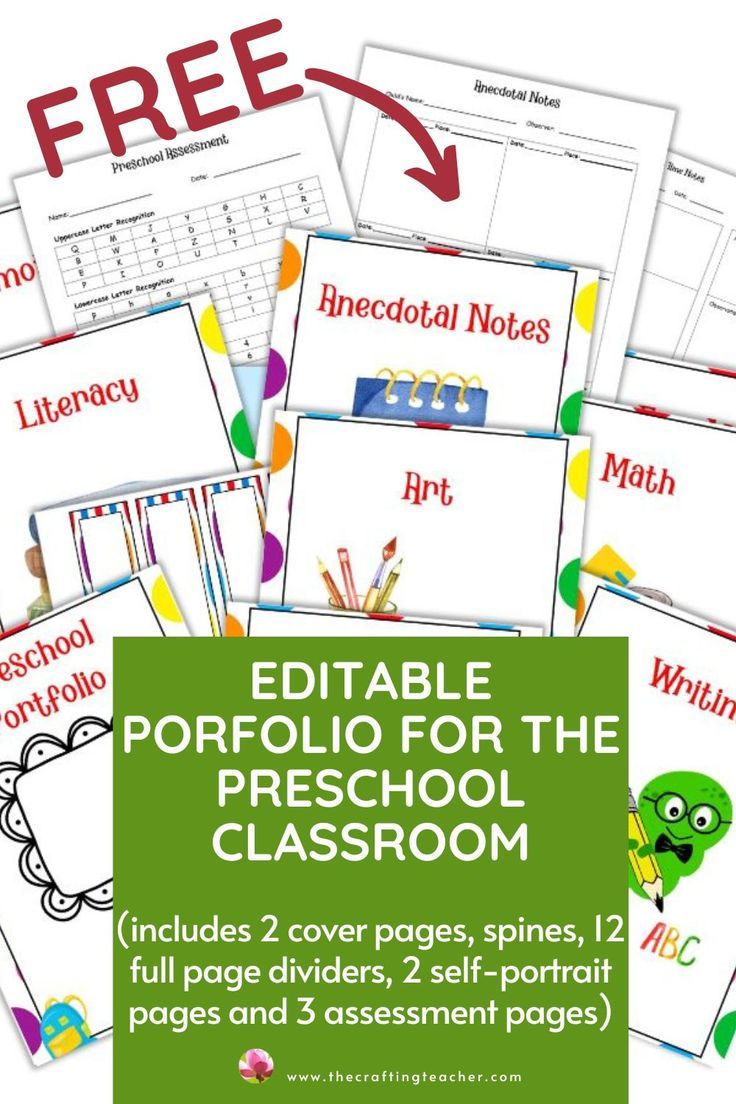 the editable poster for the preschool classroom includes 2 covers, 1 full page dividers, 2 self - portrait pages and 4