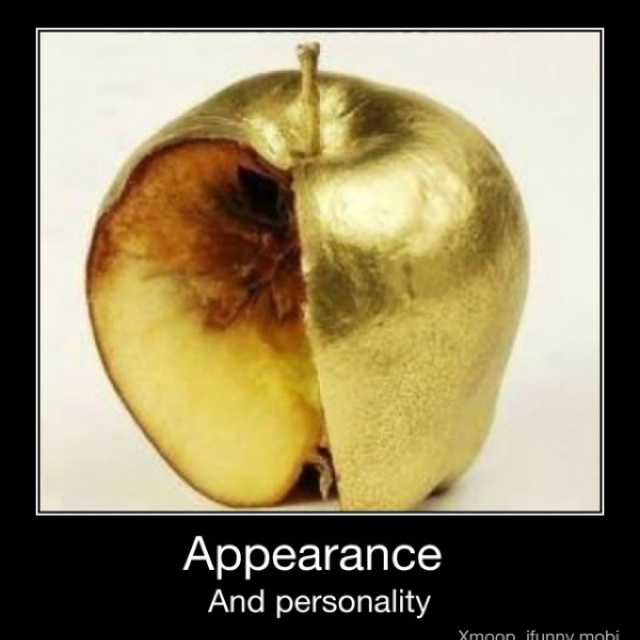 an apple that has been cut in half with the caption, what do you think?