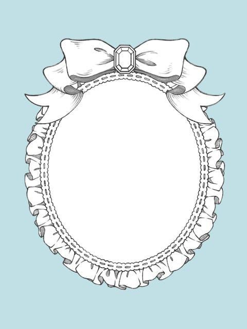 a round frame with a bow and ribbon around the edges on a blue background illustration