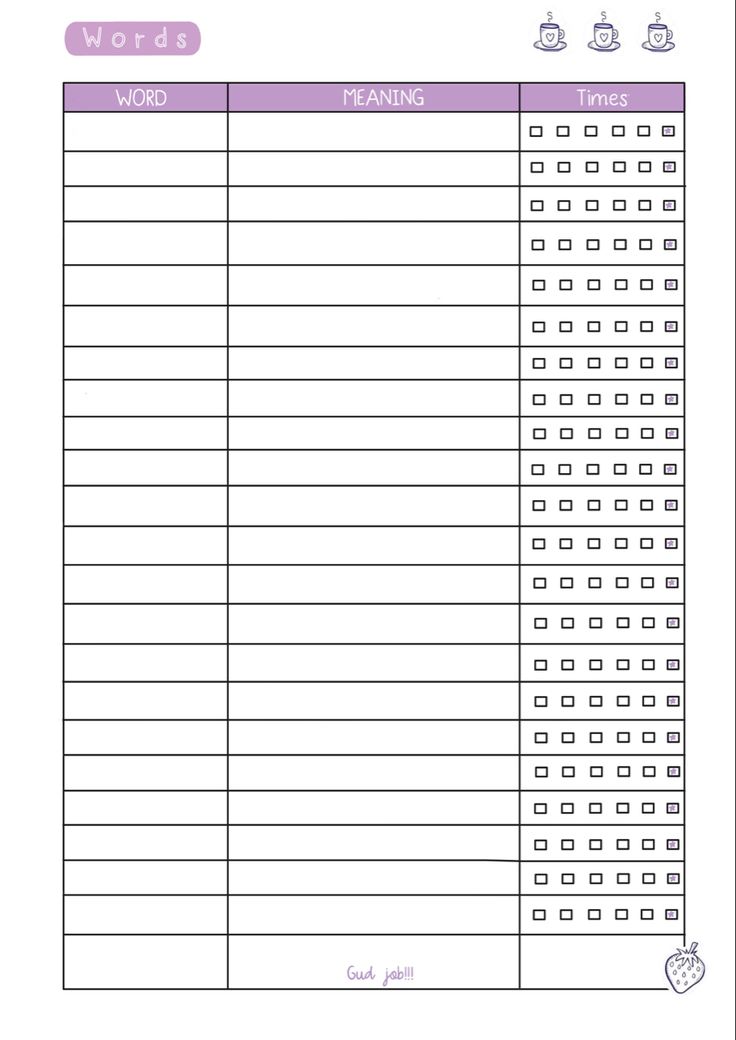 a printable worksheet with words and numbers for the word to do list