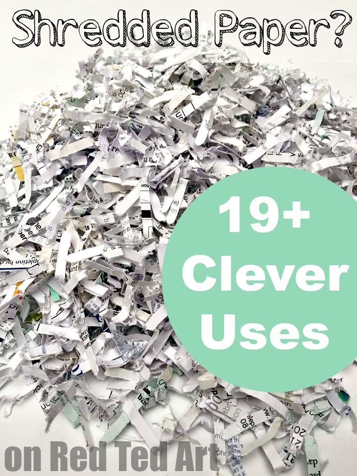 a pile of shredded paper with the words, 19 clever uses on red ted art