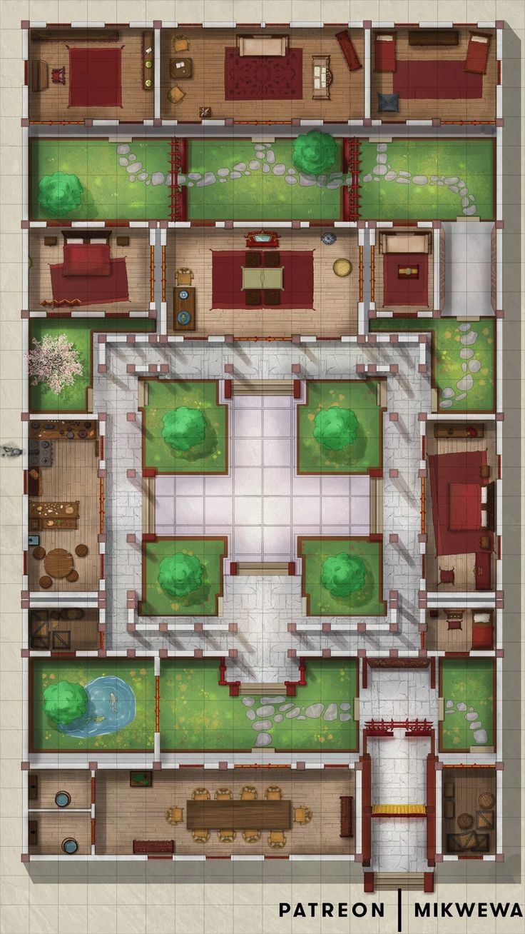 an overhead view of a floor plan for a house with lots of rooms and bathrooms