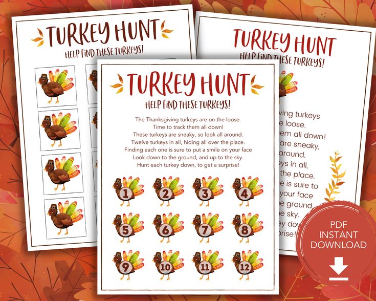 two turkey hunt printables for thanksgiving