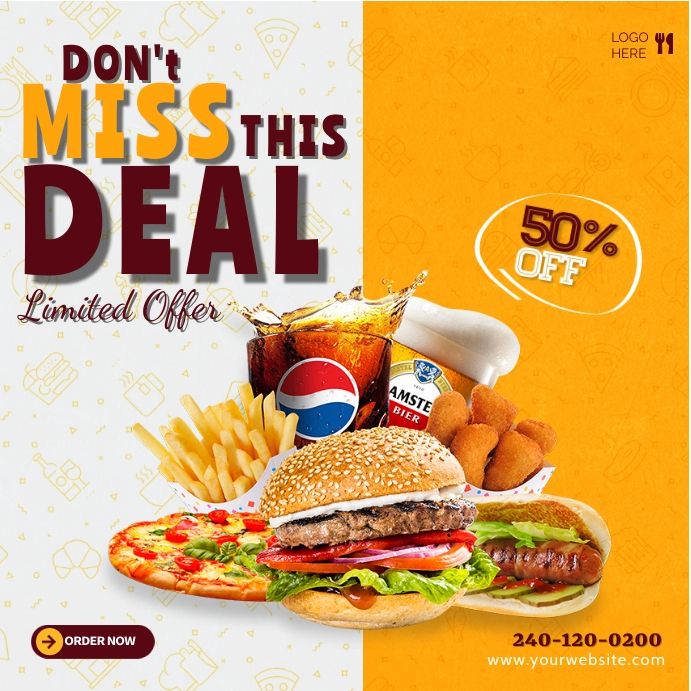 an ad for mcdonald's is shown with sandwiches, fries and sodas on it