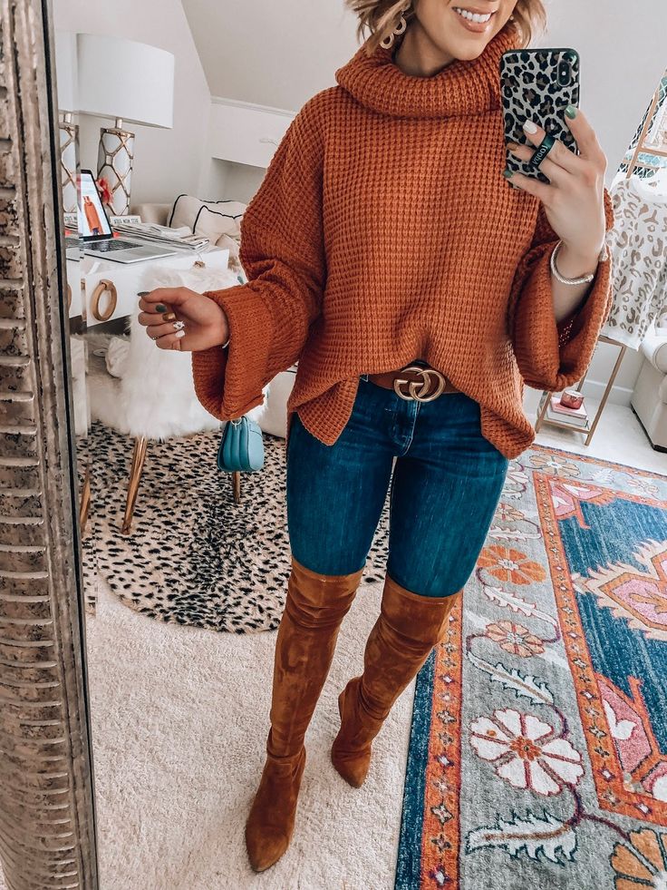 Autumn Fashion Women Fall Outfits 2022, Fall Sweater Colors, Apricot Sweater Outfit, October Outfits Fall, Autumn Clothes Fall Outfits, Cute Outfits For Women, Cozy Fall Fashion, Sweaters For Fall, Winter Mode Outfits