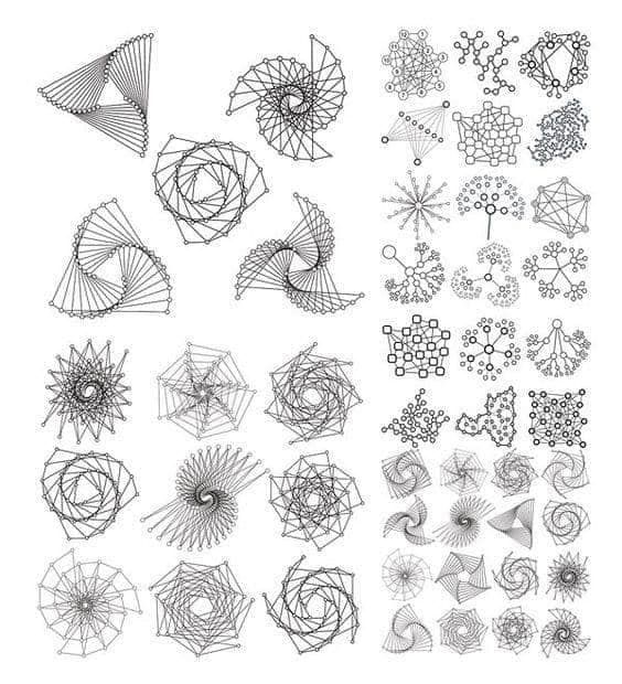 several different types of geometric shapes and their corresponding lines are shown in this drawing technique