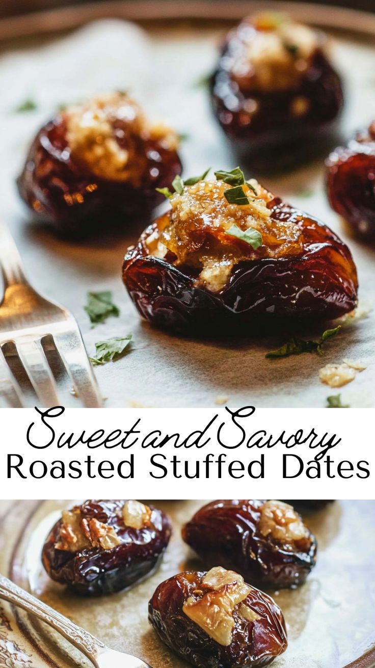 sweet and savory roasted stuffed dates are the perfect appetizer for any special occasion