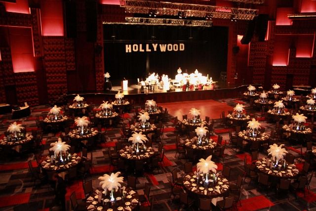 a large banquet hall with tables and chairs set up for a formal function at the hollywood hotel