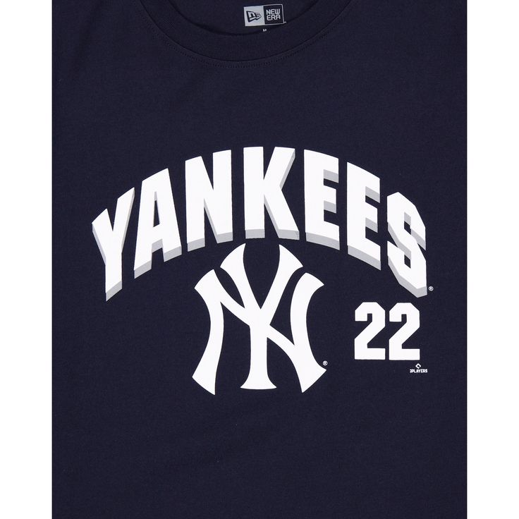 The New York Yankees Juan Soto Navy T-Shirt features a screen-printed Yankees logo and wordmark at the front with the player's name and number at the back.Fabric: 100% Cotton New Era Yankees, Juan Soto, Yankees Logo, Christmas Wishlist, New York Yankees, New Era, The Back, Screen Printing, New York