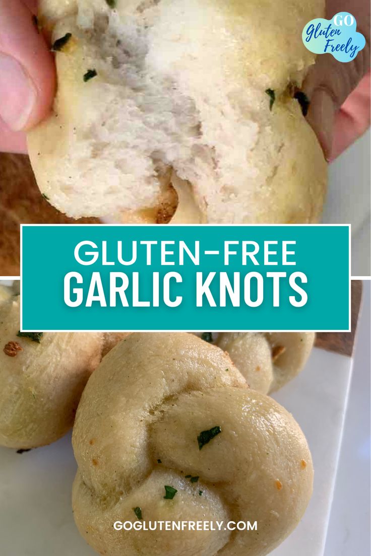 the gluten - free garlic knots have been made with only three ingredients and are ready to be eaten