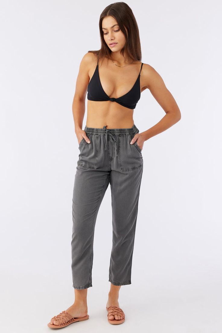 FRANCINA TWILL PANTS Relaxed Fit Bottoms With Gathered Waist For Loungewear, Summer Loungewear Cargo Pants With Elastic Waistband, Casual Mid-rise Cargo Pants With Elastic Waistband, Casual Mid-rise Pants With Elastic Waistband, Casual Rayon Tapered Leg Pants, Casual Bottoms With Elastic Side Panels For Summer, Mid-rise Bottoms With Comfort Waistband For Summer, Summer Tapered Leg Sweatpants With Elastic Waistband, Casual Summer Pants With Gathered Waist