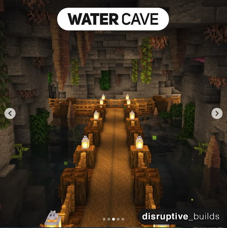 a screenshot of a minecraft server's interior with the text water cave above it