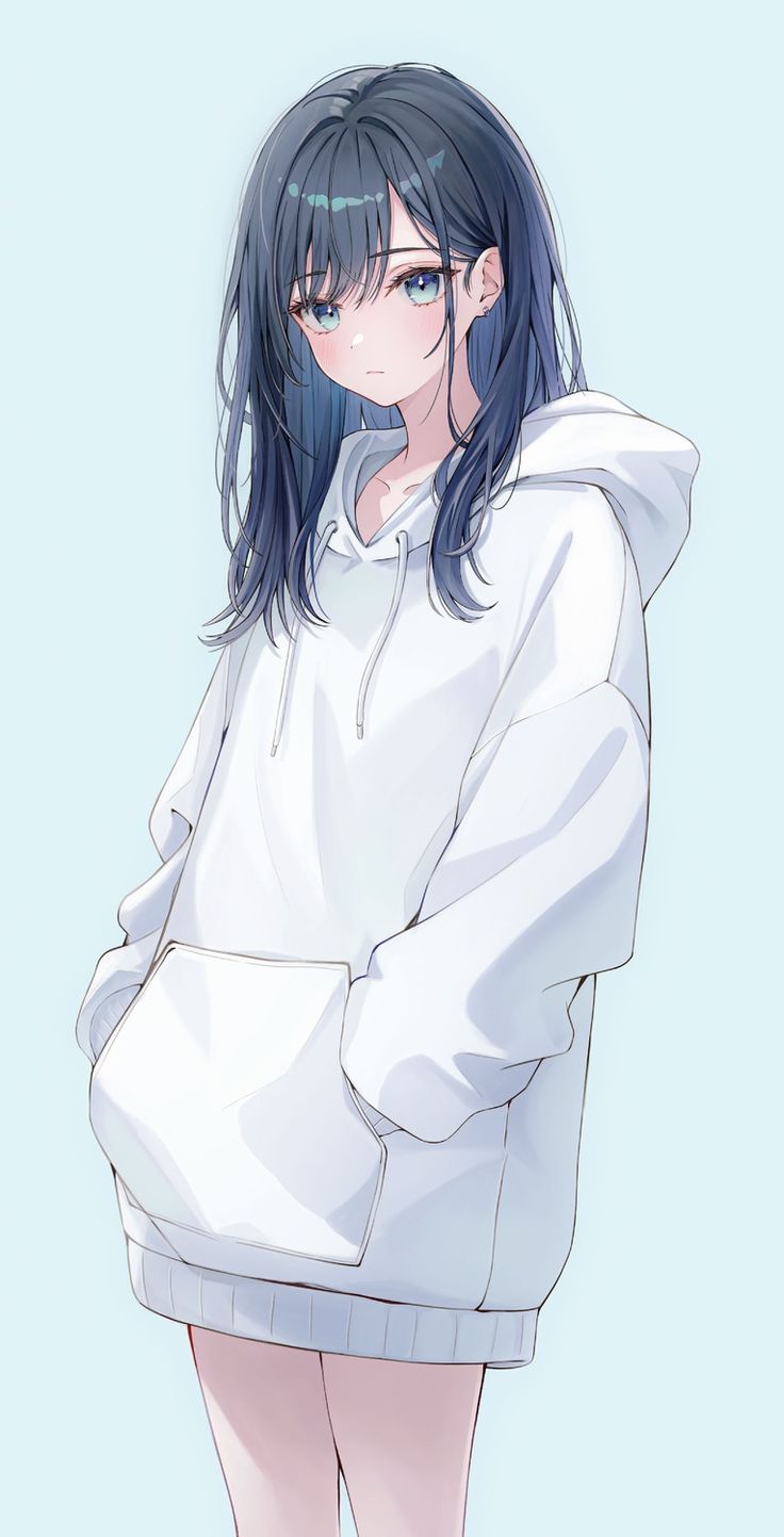 Hoodie Cartoon, Anime People, Anime Hoodie, Anime Character Drawing, 영감을 주는 캐릭�터, Anime Poses, Anime Artwork, Girl Drawing, White Hoodie