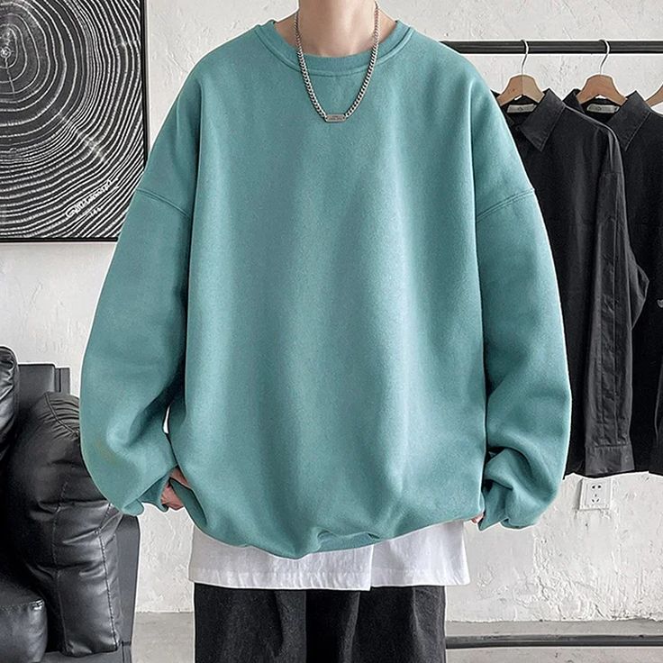 tuledai Hoodless Sweatshirt, Korean Hoodie, Harajuku Sweatshirt, Harajuku Street, Hoodie Oversize, Korean Fashion Casual, Hoodies Mens, Casual Sportswear, Hip Hop Streetwear