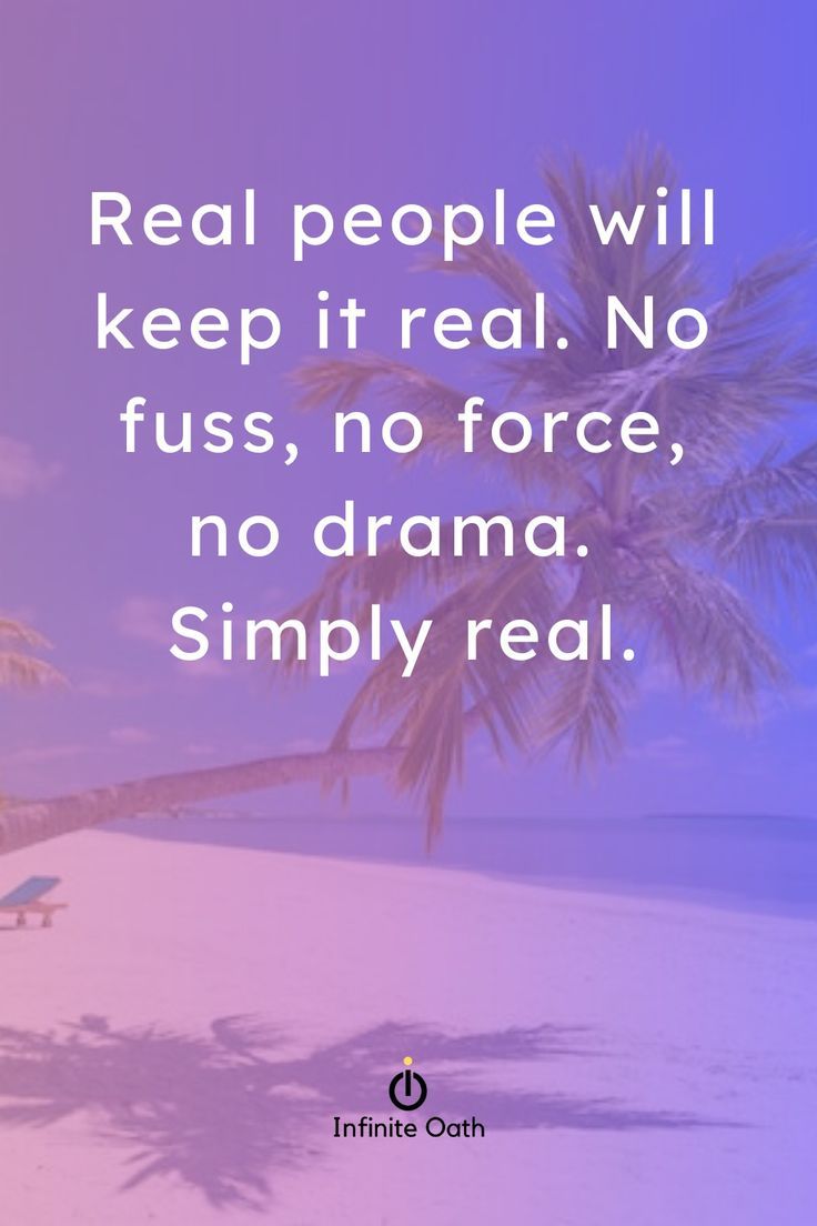 a beach with palm trees and the words real people will keep it real no fuss, no force, no drama simply real