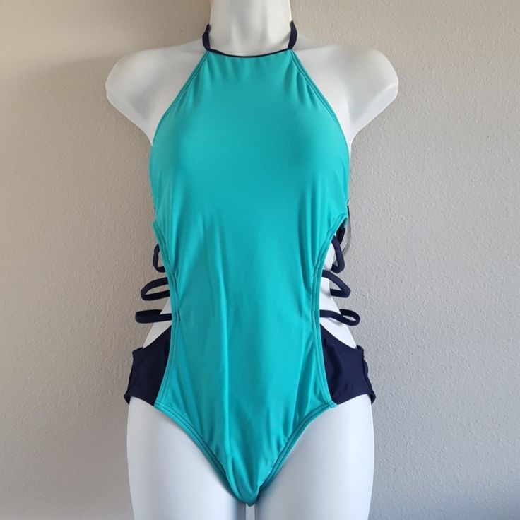 One Pc Monokini Swimsuit Blue Medium Nwt Non-Removable Pads Waist 31" Chest 32" Thanks For Looking Blue Fitted One-piece For Poolside, Fitted Blue One Piece For Poolside, Blue One-piece Swimsuit, Fitted Blue One Piece For Pool, Fitted Blue One-piece For Pool, Blue Nylon Tankini With Lined Body, Blue Lined One-piece Swimsuit, Blue Nylon Lined Tankini, Blue Beachwear One-piece For Swimming