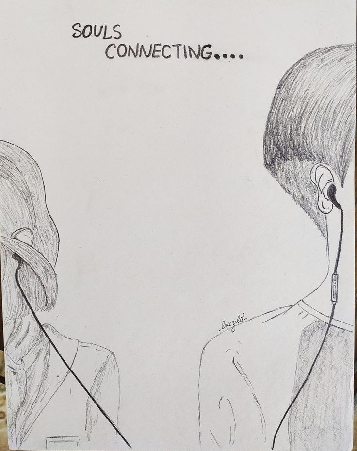 a drawing of two people facing each other with the words soul's connecting above them