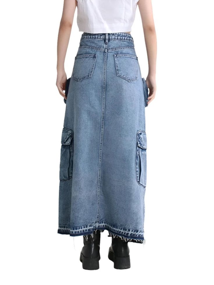 Brand Name: TWOTWINSTYLE Material: COTTON, POLYESTER Elasticity: Slight Stretch Fabric Type: DENIM Decoration: Pockets Split Denim Skirt, Denim Decor, Brand Names, Denim Skirt, Stretch Fabric, Split, Skirt, Fabric, Blue