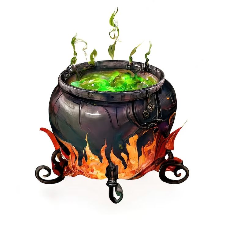 a pot filled with green liquid sitting on top of a metal stand next to fire