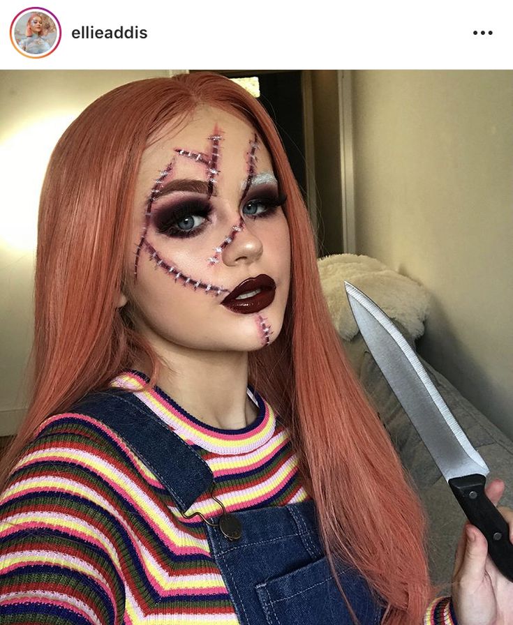 Pelottava Halloween, Makeup Zombie, Chucky Halloween, Halloweenský Makeup, Halloween Make-up Looks, Holloween Makeup, Cute Halloween Makeup, Halloween Coustumes, Halloween Makeup Pretty